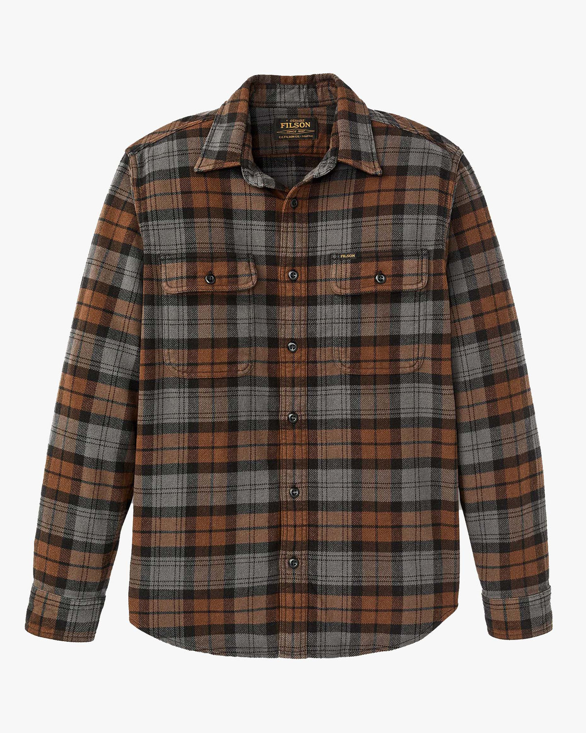 Filson Vintage Flannel Work Shirt - Brown / Charcoal Plaid
