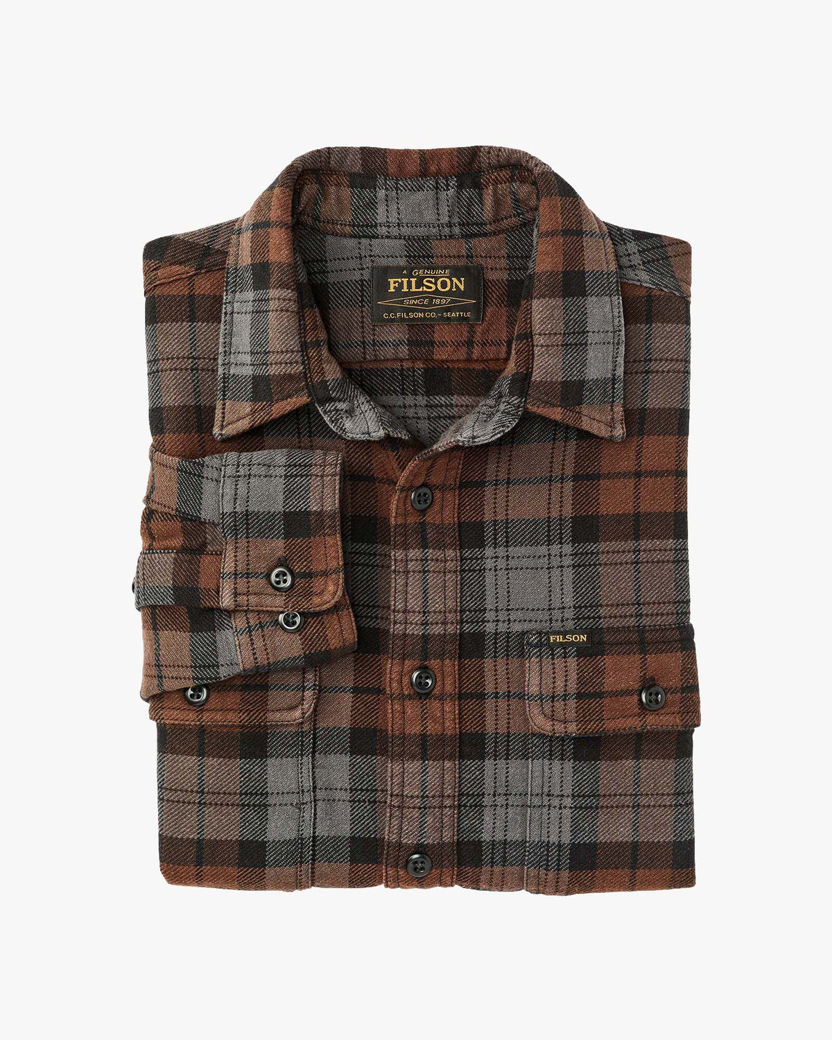 Filson Vintage Flannel Work Shirt - Brown / Charcoal Plaid