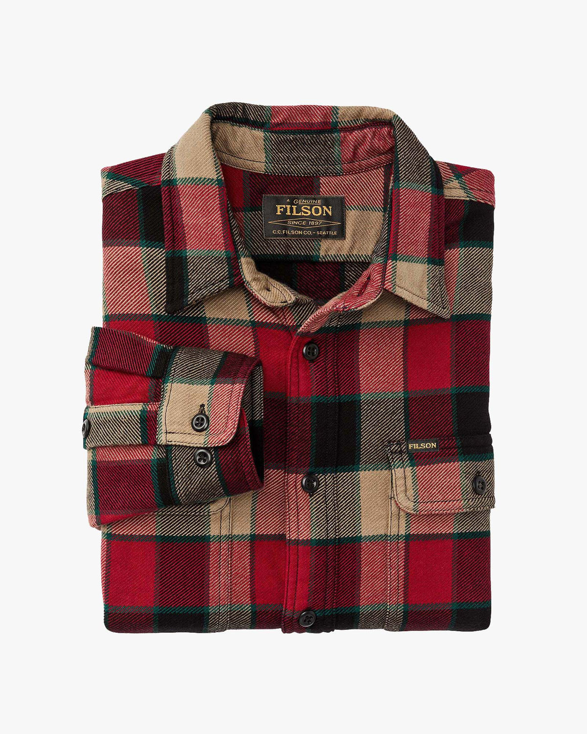 Filson Vintage Flannel Work Shirt - Red / Cream Plaid | Filson Shirts | Jeanstore