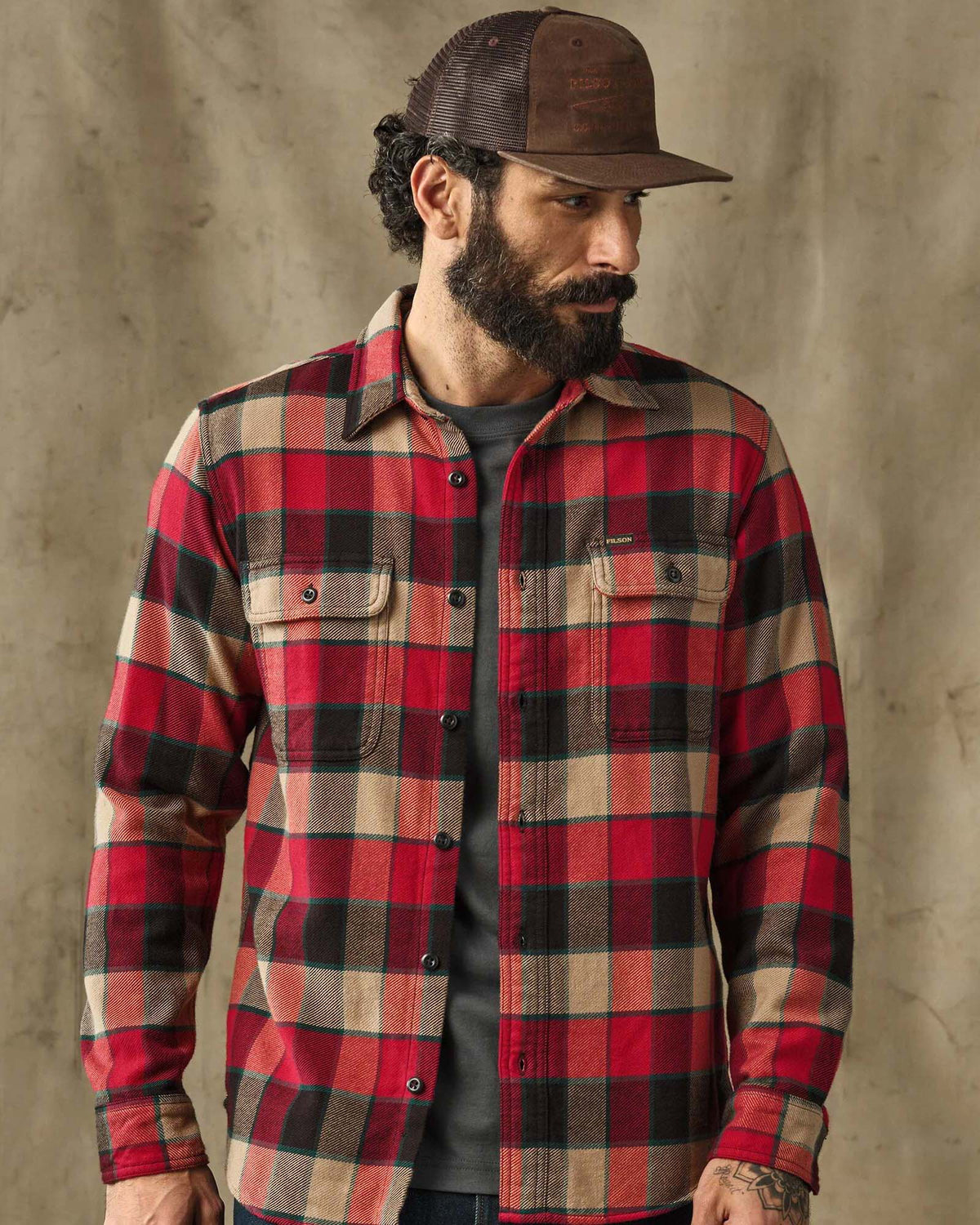 Filson Vintage Flannel Work Shirt - Red / Cream Plaid | Filson Shirts | Jeanstore