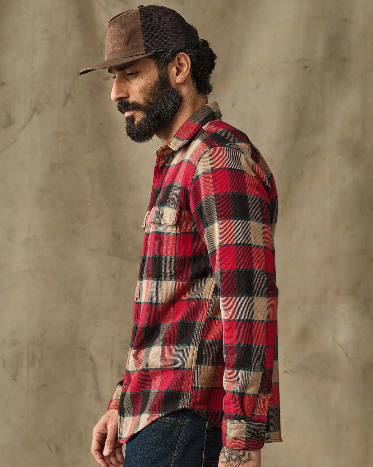 Filson Vintage Flannel Work Shirt - Red / Cream Plaid | Filson Shirts | Jeanstore