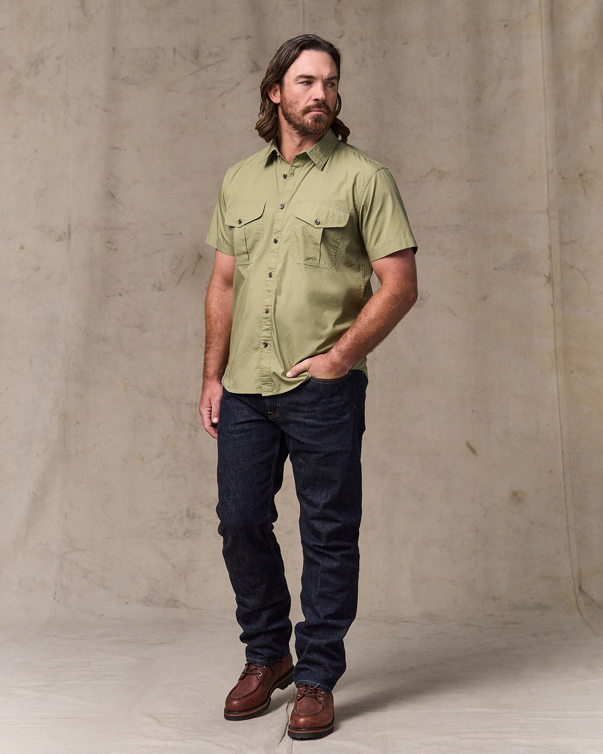Filson Washed S/S Feather Cloth Shirt - Lakebed