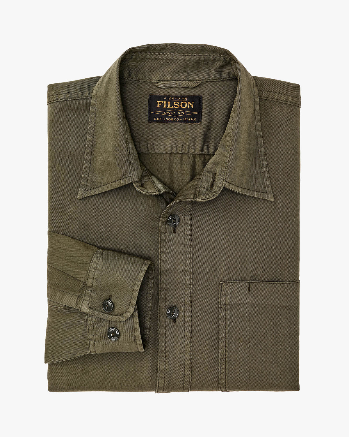 Filson 4.5oz Twill Shirt - Military Olive | Filson Shirts | JEANSTORE