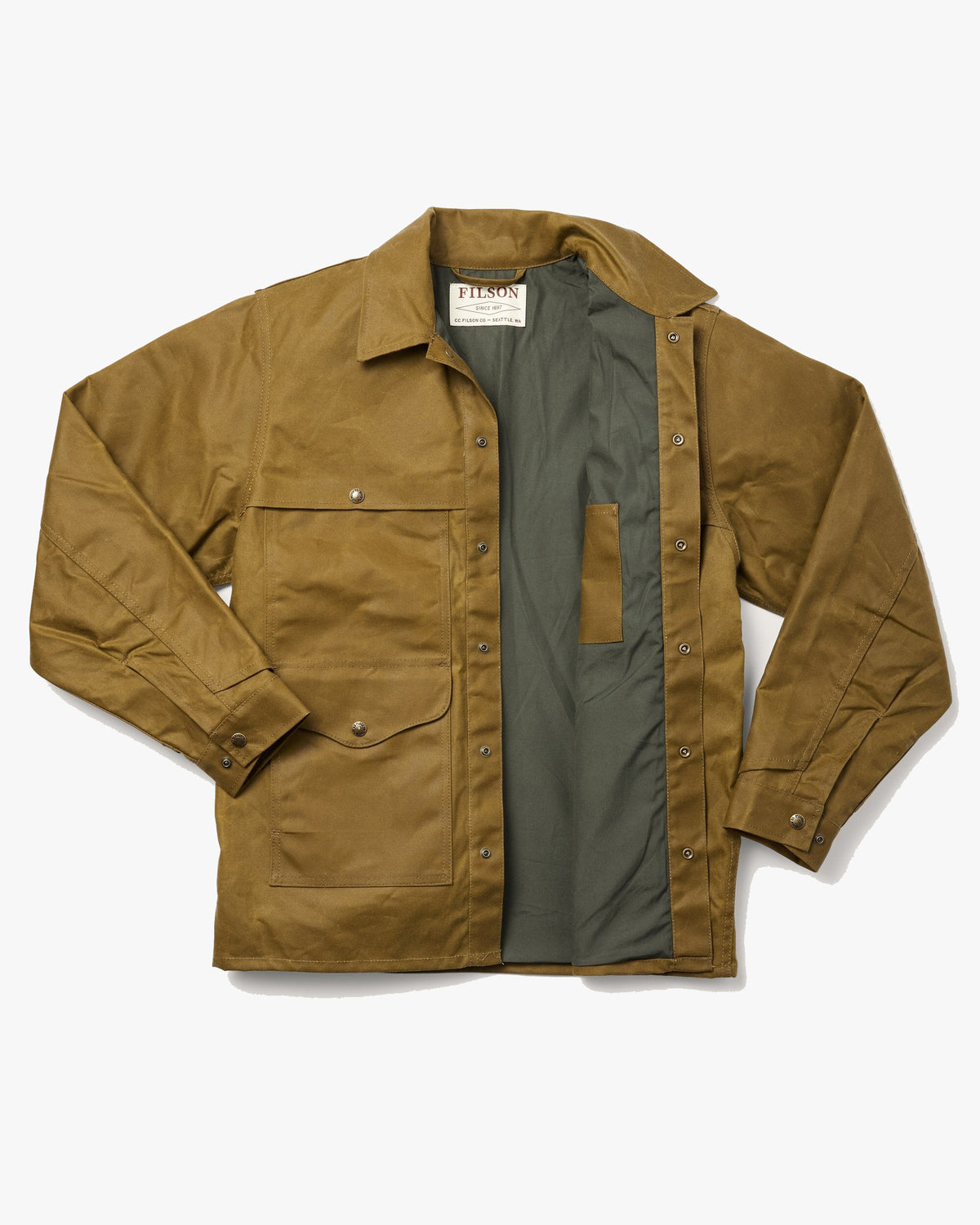 Filson Lined Tin Cloth Cruiser Jacket - Dark Tan | Filson Jackets & Coats | JEANSTORE