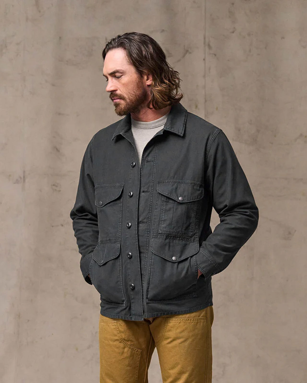 Filson Reverse Sateen Field Cruiser Jacket - Washed Faded Black
