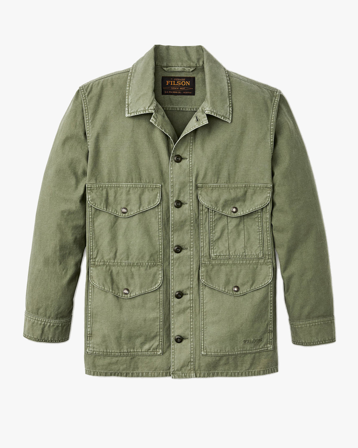 Filson Reverse Sateen Field Cruiser Jacket - Washed Fatigue Green | Filson Jackets & Coats | JEANSTORE