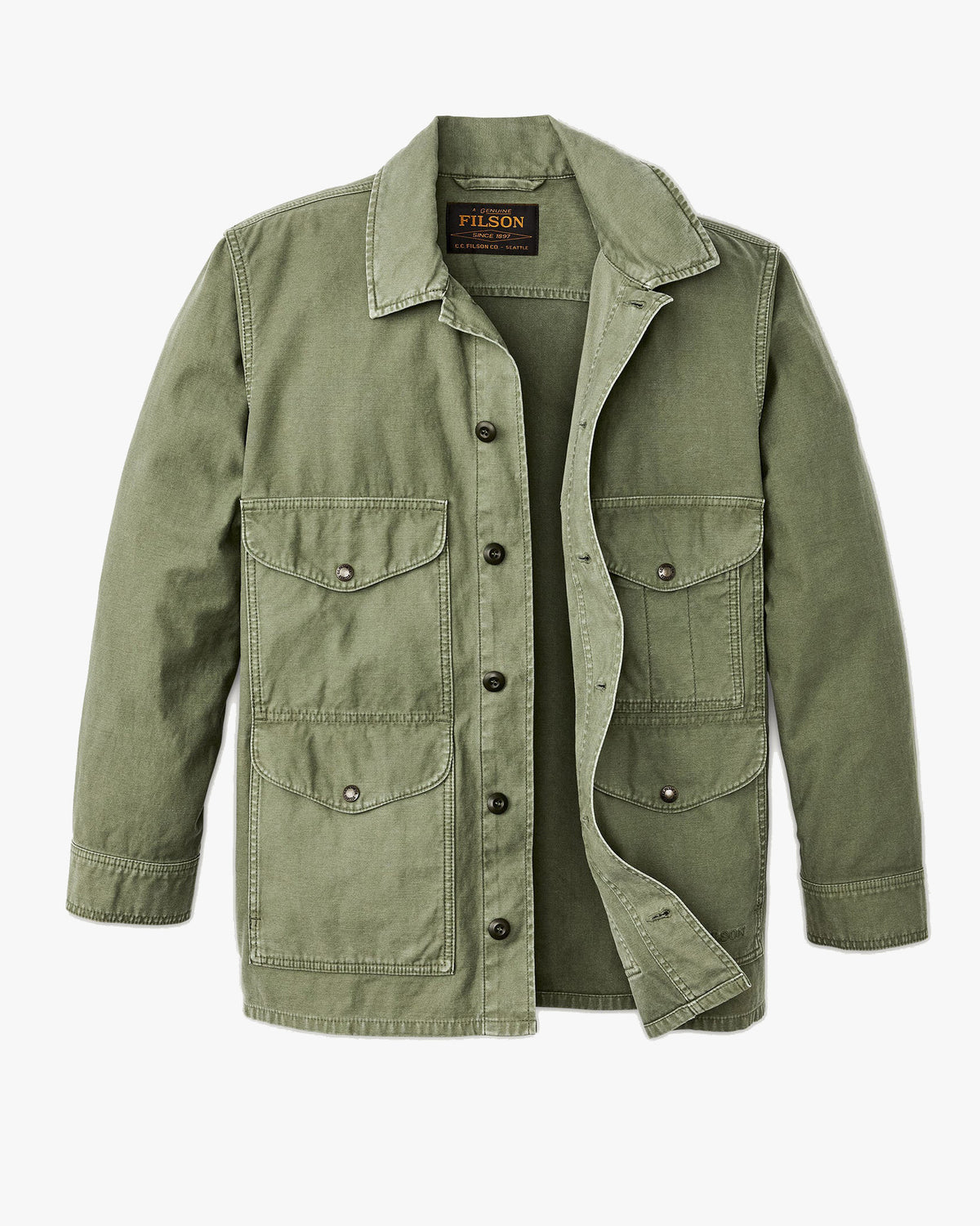 Filson Reverse Sateen Field Cruiser Jacket - Washed Fatigue Green | Filson Jackets & Coats | JEANSTORE