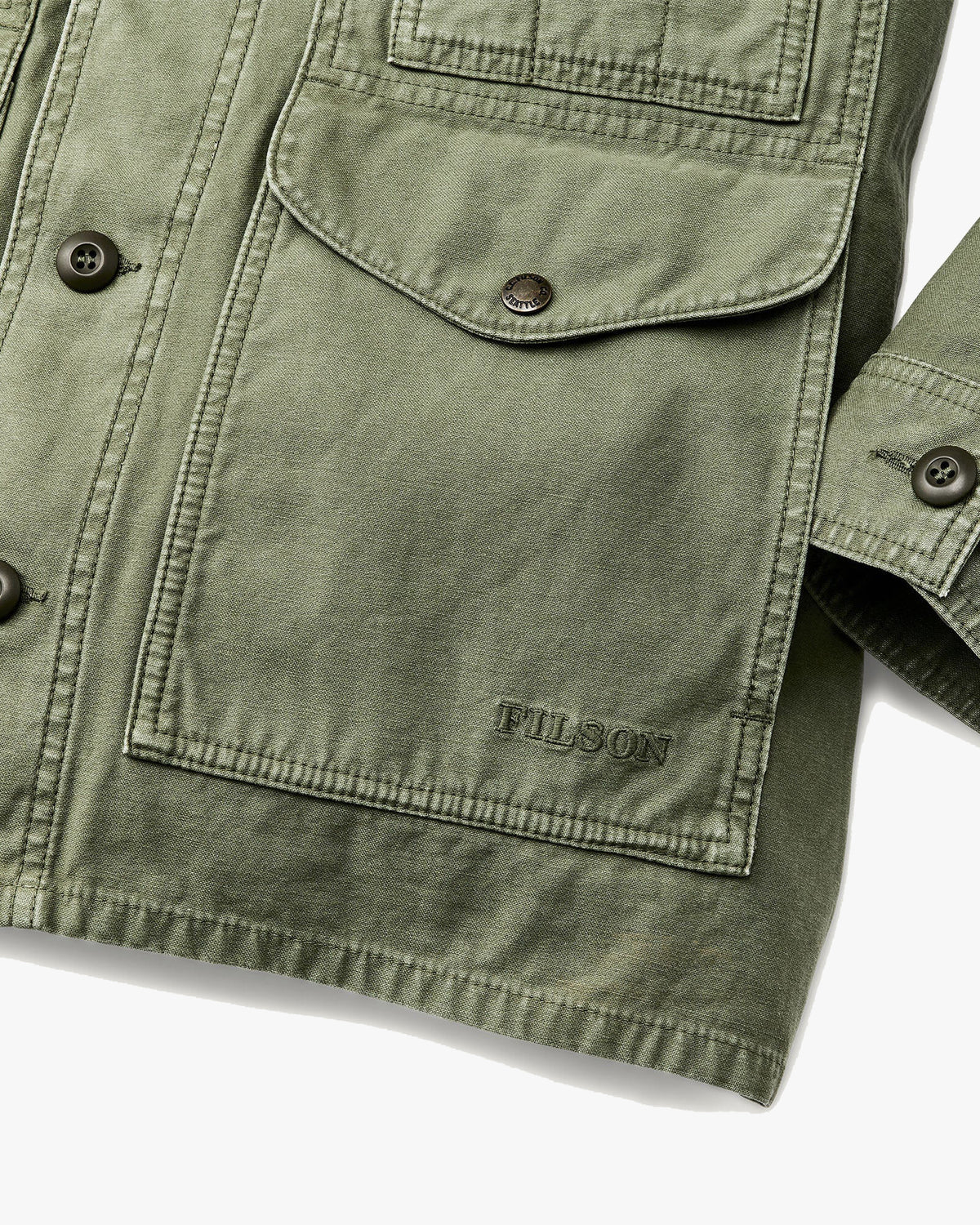Filson Reverse Sateen Field Cruiser Jacket - Washed Fatigue Green | Filson Jackets & Coats | JEANSTORE