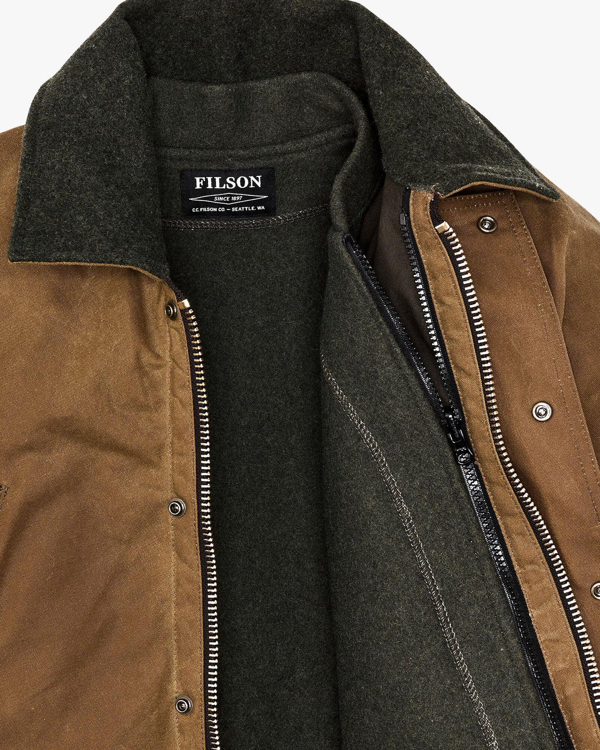 Filson Lined Tin Cloth Field Jacket - Dark Tan | Filson Jackets & Coats | JEANSTORE