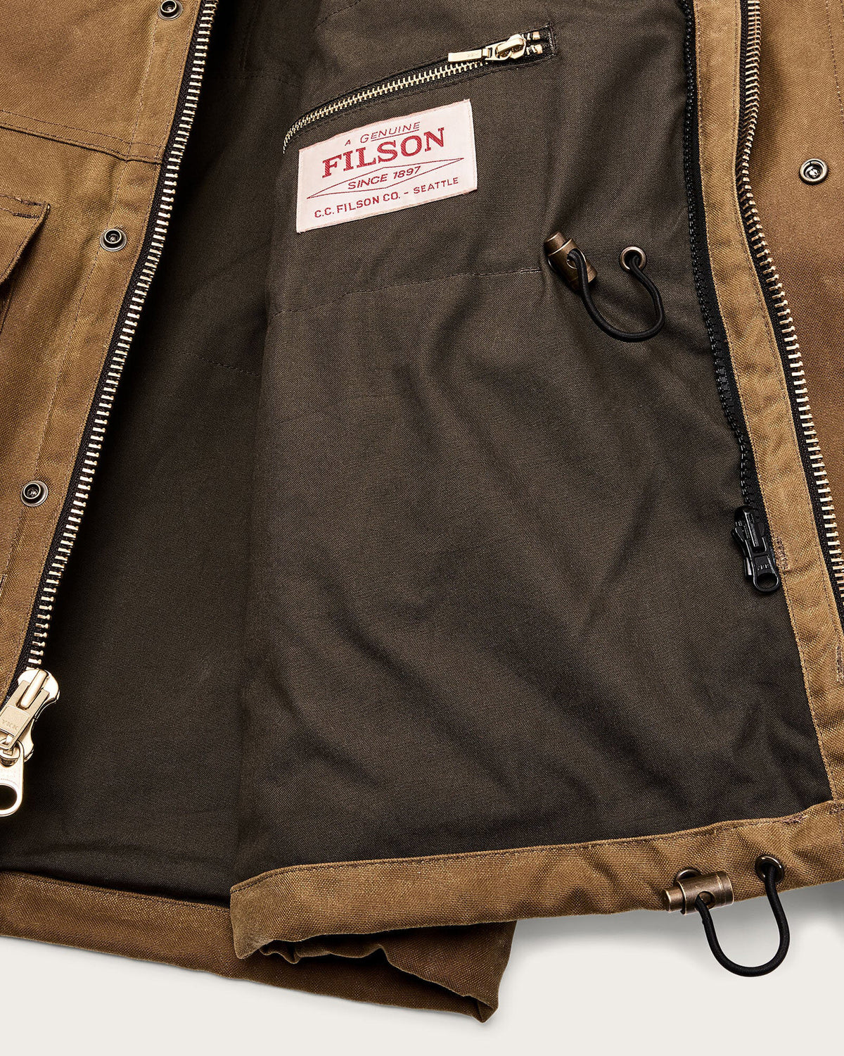 Filson Lined Tin Cloth Field Jacket - Dark Tan | Filson Jackets & Coats | JEANSTORE
