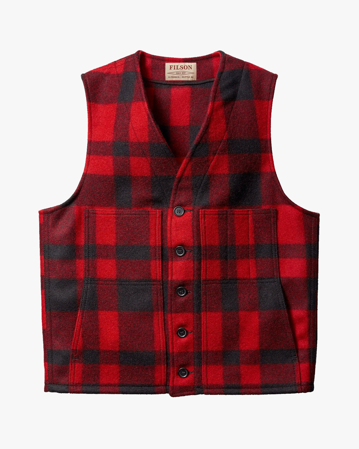 Filson Mackinaw Wool Vest - Red / Black Plaid