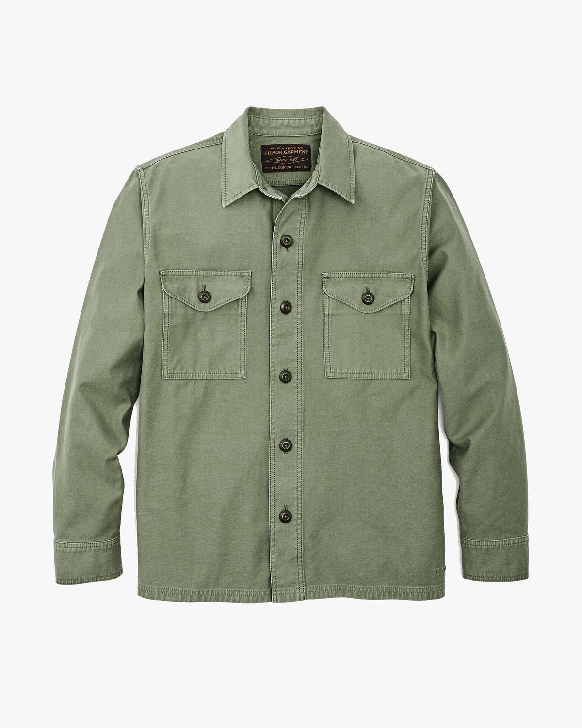 Filson Reverse Sateen Field Jac-Shirt - Washed Fatigue Green | Filson Jackets & Coats | JEANSTORE