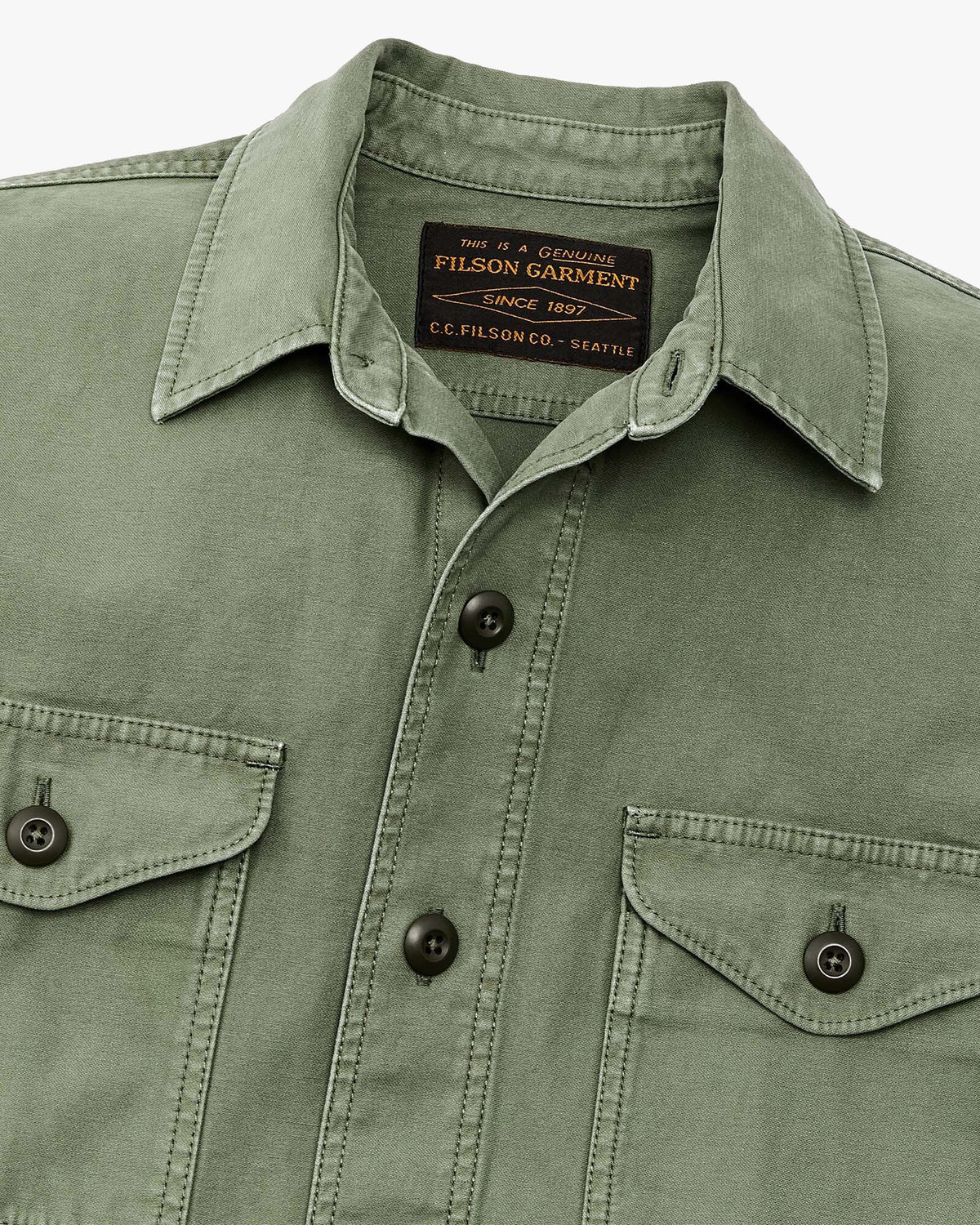 Filson Reverse Sateen Field Jac-Shirt - Washed Fatigue Green | Filson Jackets & Coats | JEANSTORE