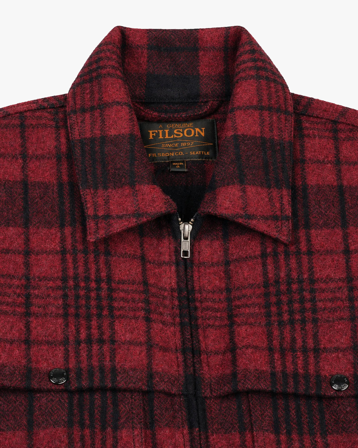 Filson Forester Wool Jacket - Burgundy / Black Plaid