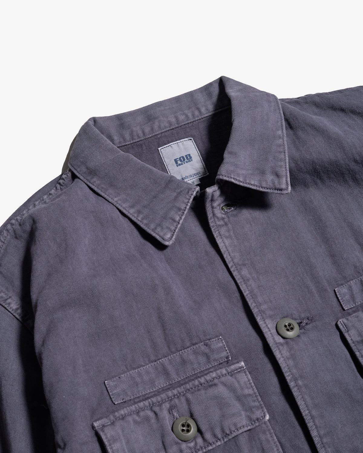 FOB Factory F2461 Herringbone Fatigue Jacket - Navy