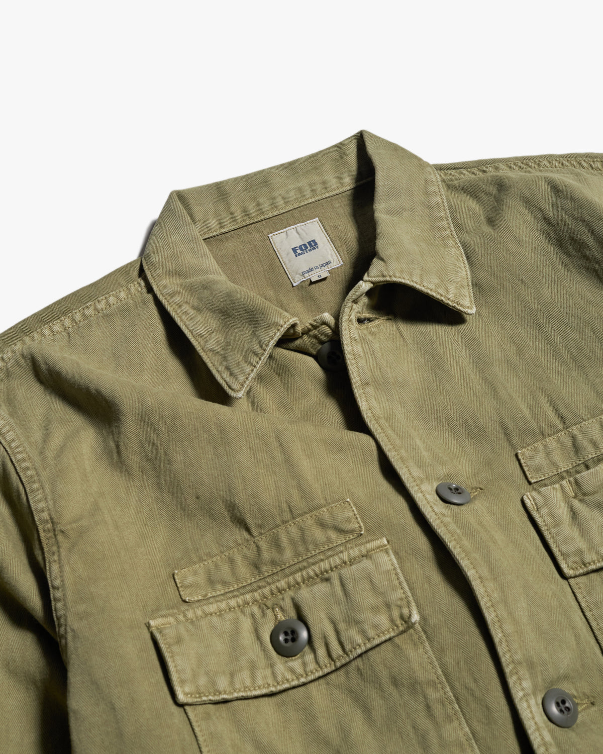 FOB Factory F2461 Herringbone Fatigue Jacket - Olive