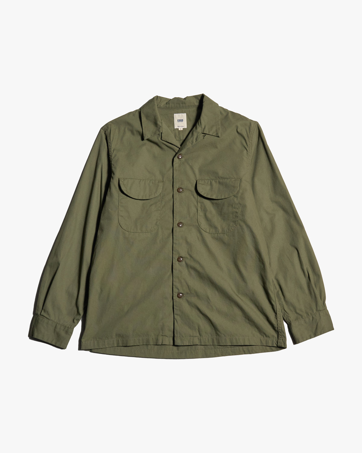 FOB Factory F3515 Open Collar Shirt - Olive