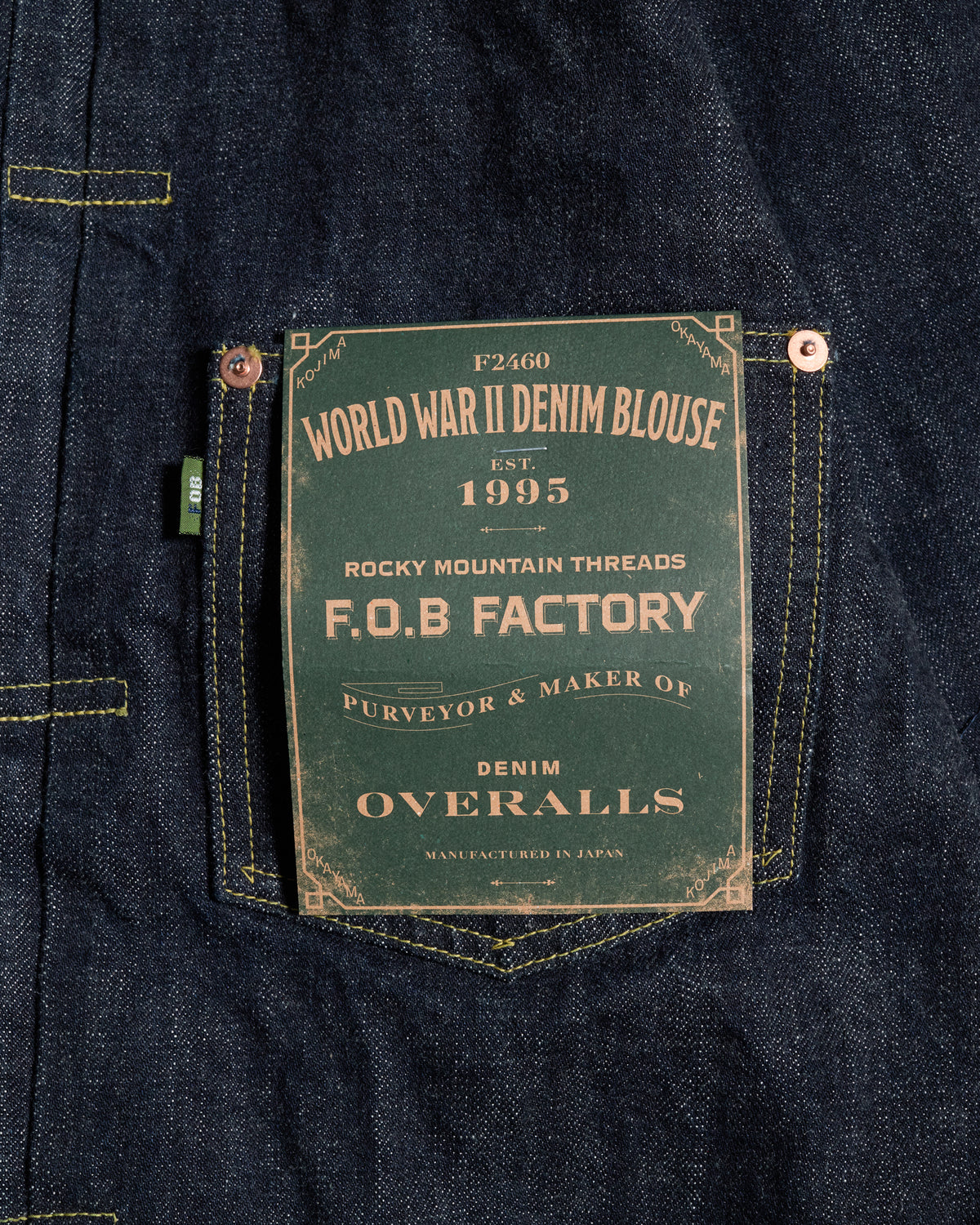 FOB Factory F2460 WWII 14oz Type 1 Selvedge Denim Jacket - Onewash | FOB Factory Jackets & Coats | JEANSTORE