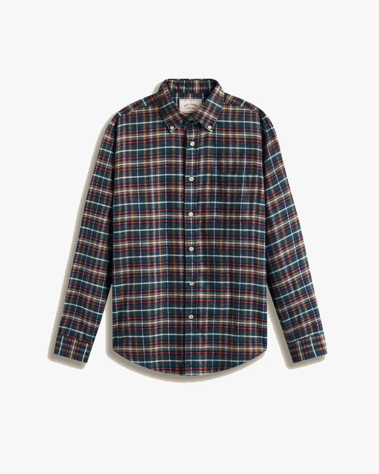 Portuguese Flannel Forest Train Shirt - Green / Red | Portuguese Flannel Shirts | JEANSTORE