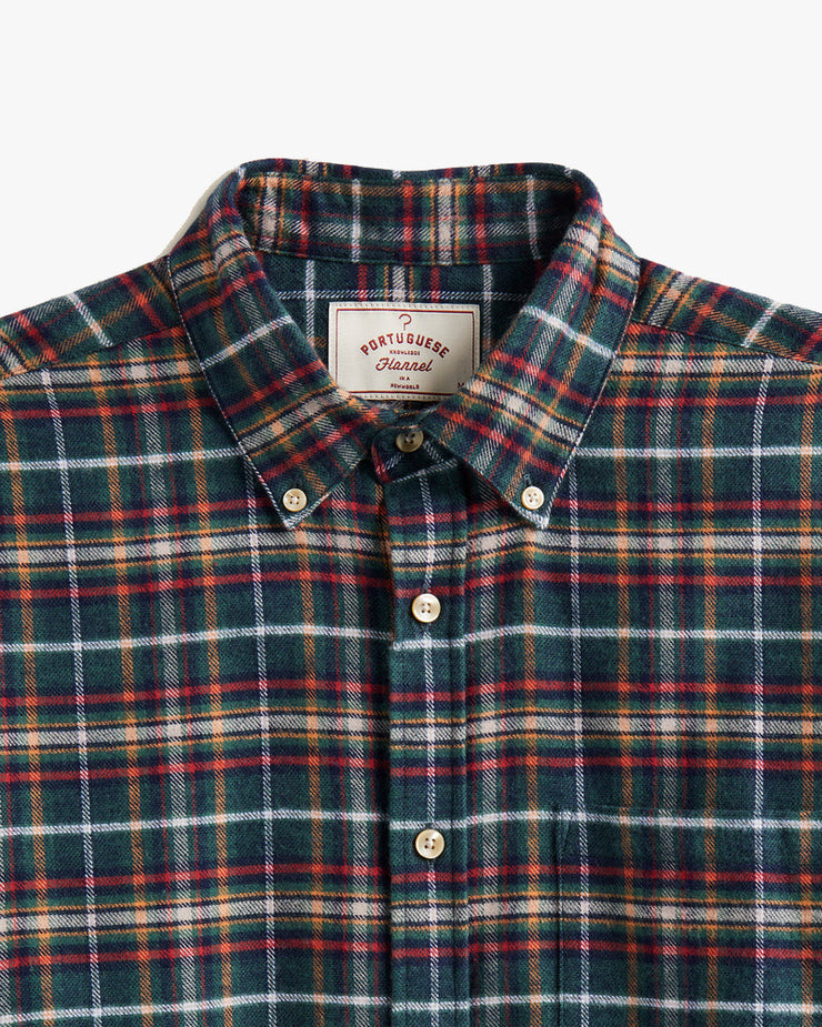 Portuguese Flannel Forest Train Shirt - Green / Red | Portuguese Flannel Shirts | JEANSTORE