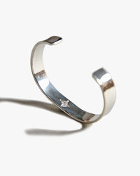 First Arrows BR-003 Silver 12mm Flat Hammered Plain Bangle w/ Turquoise - Medium