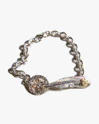 First Arrows BR-306 K18 Feather Hook w/ Medicine Wheel Chain Bracelet - Small | First Arrows Miscellaneous | JEANSTORE