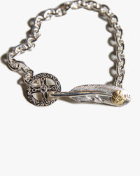 First Arrows BR-306 K18 Feather Hook w/ Medicine Wheel Chain Bracelet - Small | First Arrows Miscellaneous | JEANSTORE