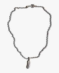 First Arrows O-062(3) Medium Silver Chain & P-004L Small Silver Feather Pendant - 60cm