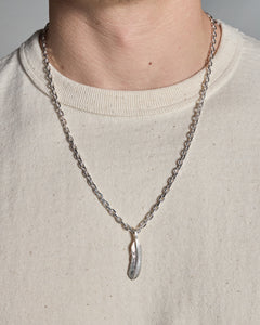 First Arrows O-062(3) Medium Silver Chain & P-004L Small Silver Feather Pendant - 60cm