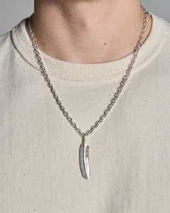 First Arrows O-062 Medium Silver Chain & P-519R Medium Silver Feather Pendant - 55cm