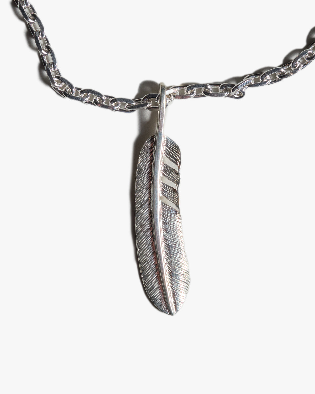 First Arrows O-062 Medium Silver Chain & P-519R Medium Silver Feather Pendant - 55cm | First Arrows Miscellaneous | JEANSTORE