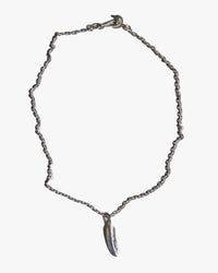 First Arrows O-063 Small Silver Chain & P-004R Small Silver Feather Pendant - 55cm