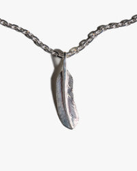 First Arrows O-063 Small Silver Chain & P-004R Small Silver Feather Pendant - 55cm