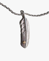 First Arrows O-063+P-234C Small Silver Chain w/ Medicine Wheel & P-704L Small K18 Silver Feather Pendant - 60cm | First Arrows Jewellery | JEANSTORE