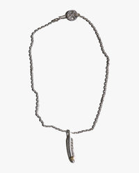 First Arrows O-063+P-234 Small Silver Chain w/ Medicine Wheel & P-520R Medium K18 Silver Feather Pendant - 55cm