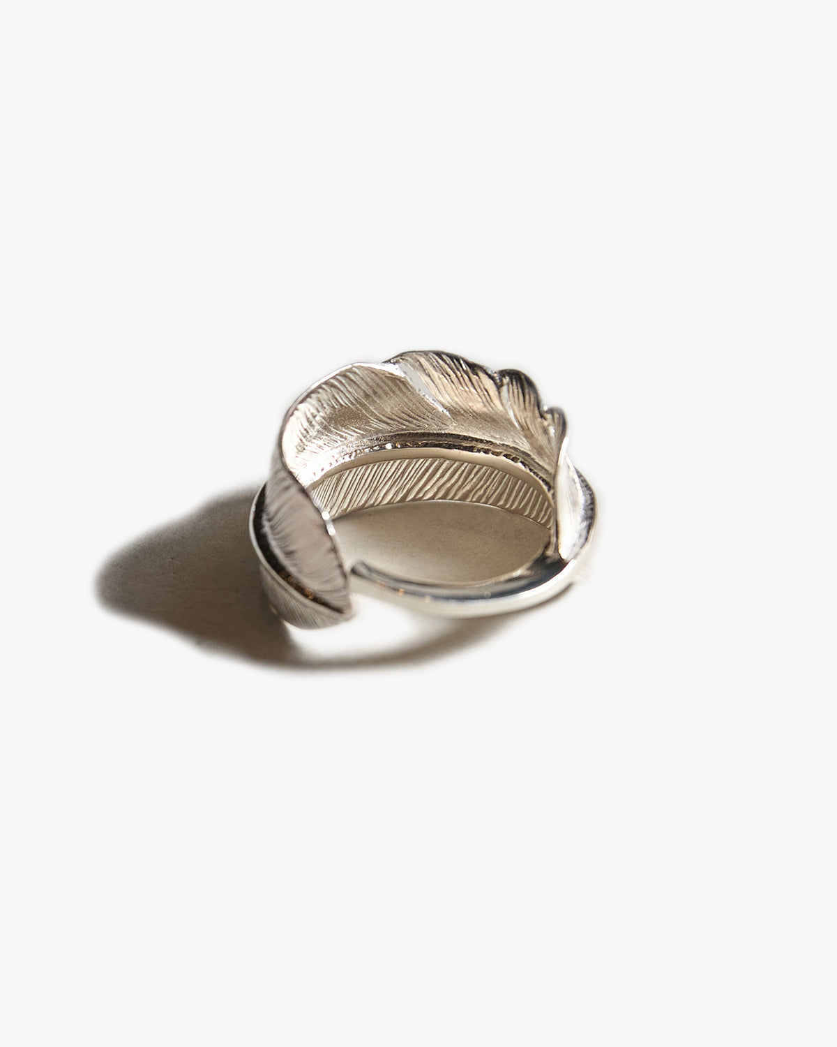 First Arrows R-016 Silver Large Feather Ring w/ Turquoise - #20