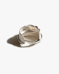 First Arrows R-016 Silver Large Feather Ring w/ Turquoise - #20