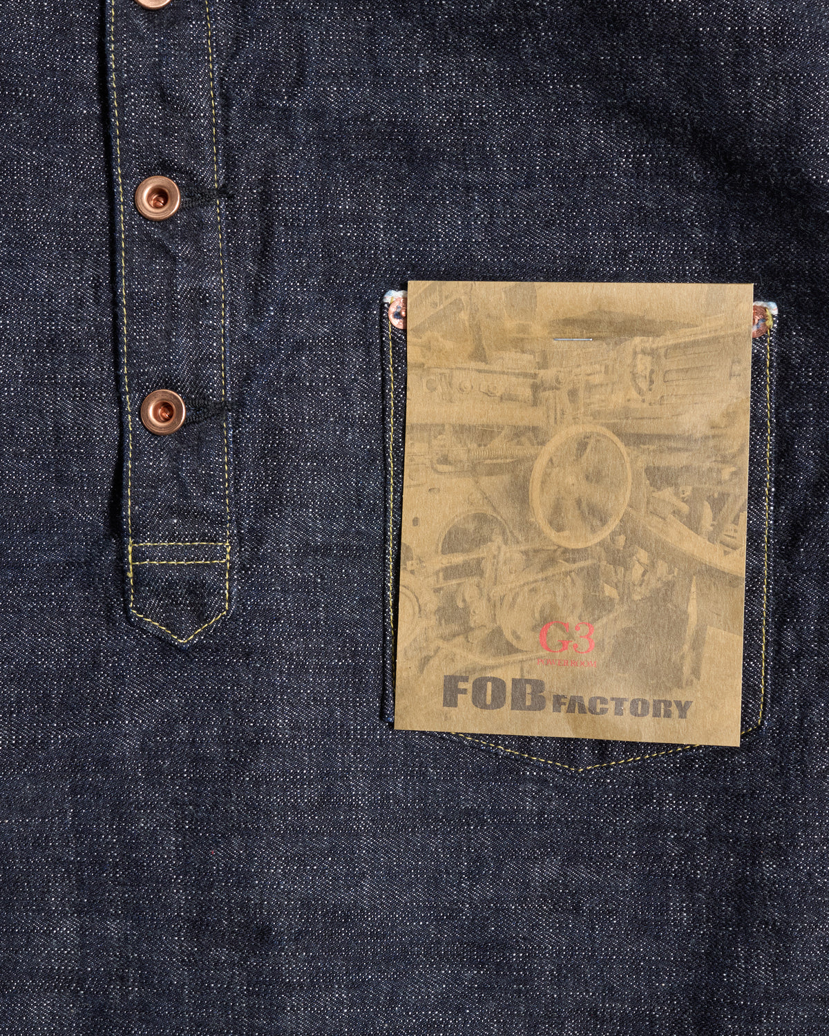 FOB Factory F2384 G3 Selvedge Denim Pullover Jacket - Onewash | FOB Factory Jackets & Coats | Jeanstore