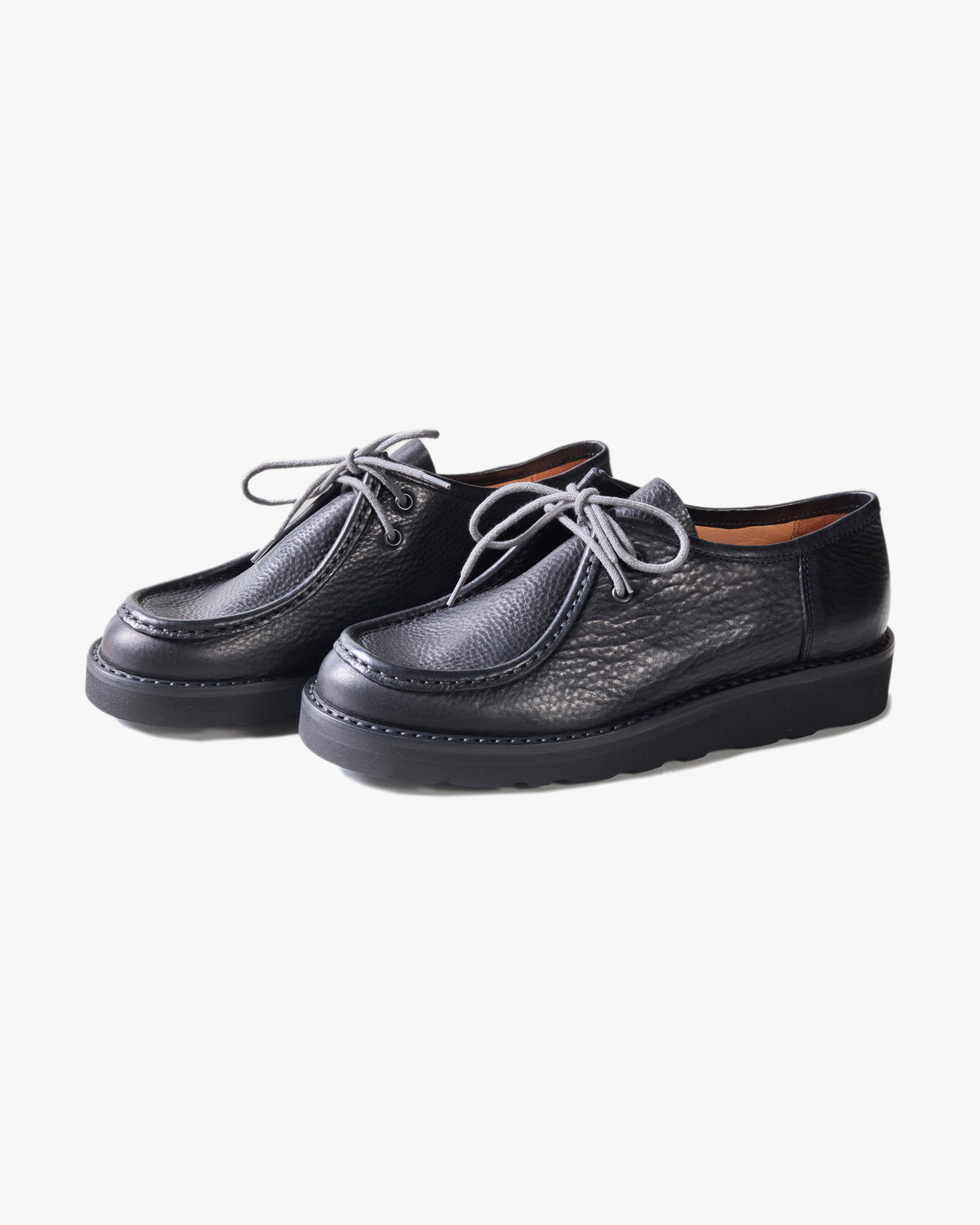 Fracap W147 Leather Derby Shoes - Black / Black Cristy Sole