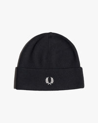 Fred Perry Classic Merino Wool Beanie - Black / Snow White