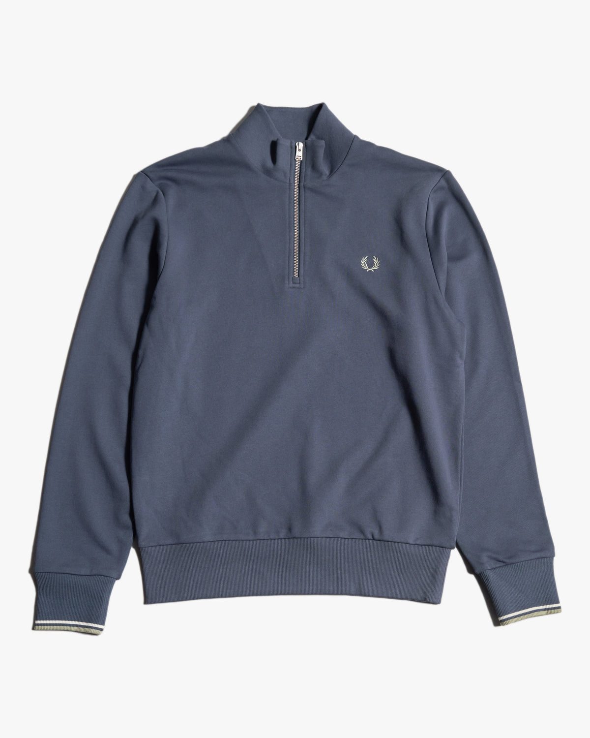 Fred Perry Half Zip Sweatshirt - Dark Airforce / Ecru / Seagrass