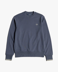 Fred Perry Crew Neck Sweatshirt - Dark Airforce / Ecru / Seagrass