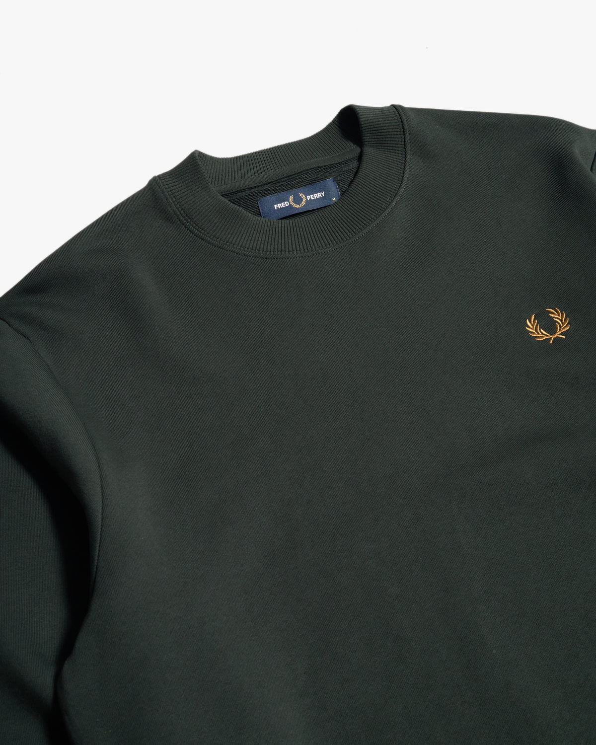 Fred Perry Crew Neck Sweatshirt - Night Green / Dusky Blue / Dark Caramel