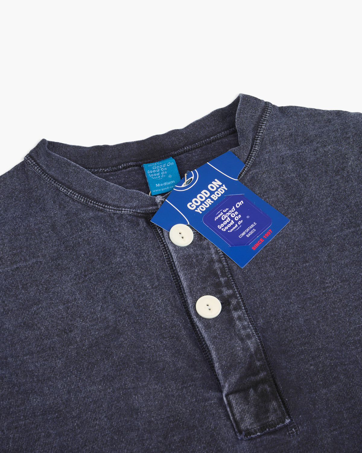 Good On L/S Heavy Henley Tee - Pigment Dyed Navy | Good On T Shirts | JEANSTORE