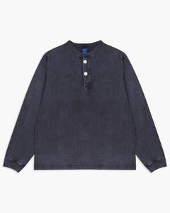 Good On L/S Heavy Henley Tee - Pigment Dyed Navy