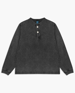 Good On L/S Heavy Henley Tee - Pigment Dyed Black
