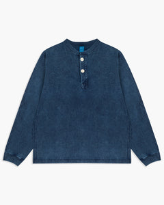 Good On Indigo Shaved L/S Heavy Henley Tee - Indigo