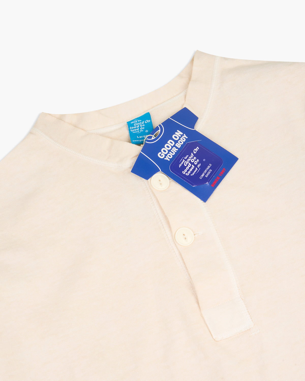 Good On L/S Heavy Henley Tee - Pigment Dyed Natural | Good On T Shirts | JEANSTORE