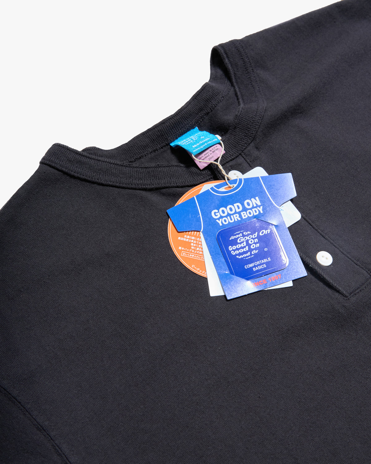 Good On S/S Henley Tee - Black | Good On T Shirts | JEANSTORE