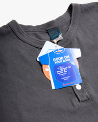 Good On S/S Henley Tee - Pigment Dyed Black | Good On T Shirts | JEANSTORE